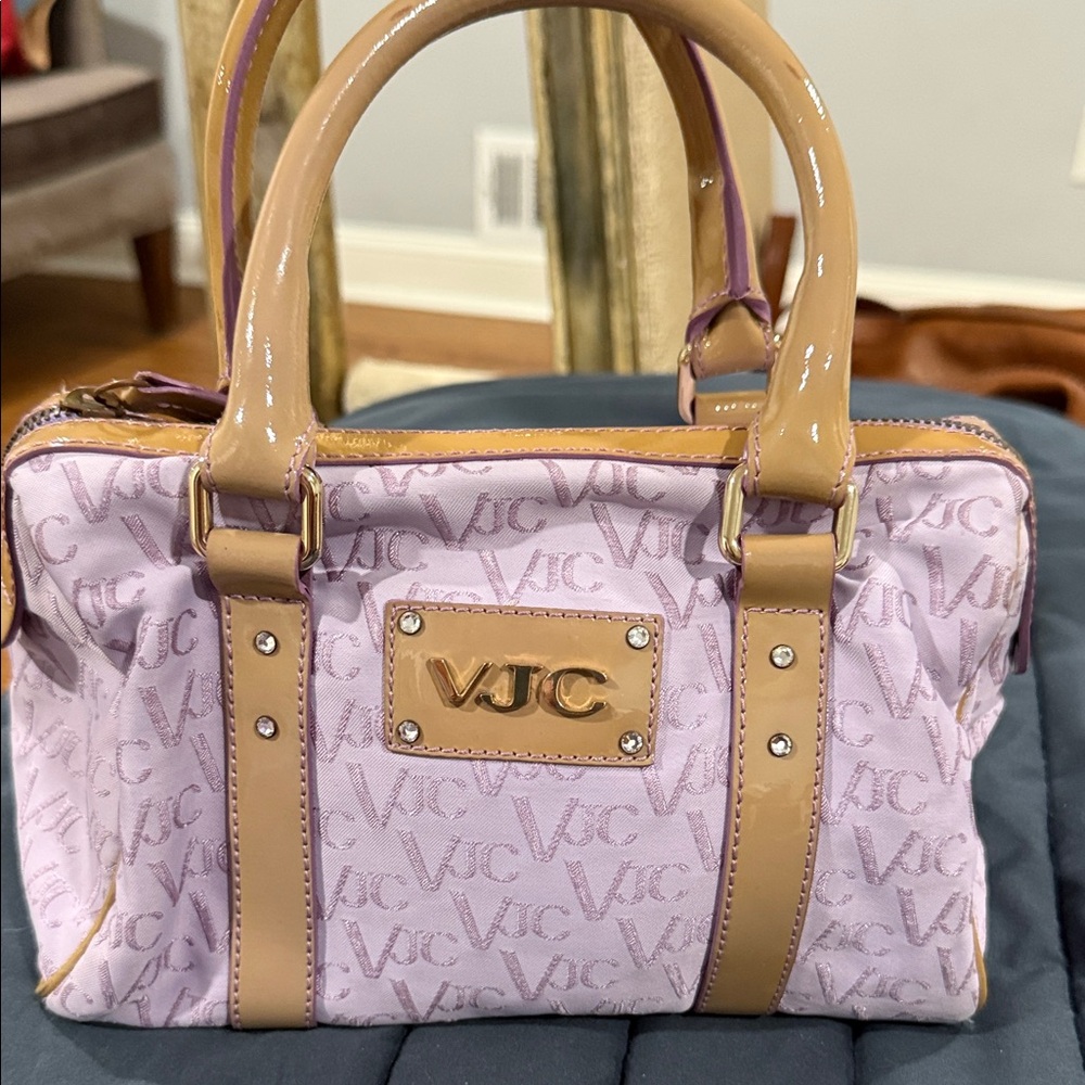 Versace VJC Lavender and Tan Satchel